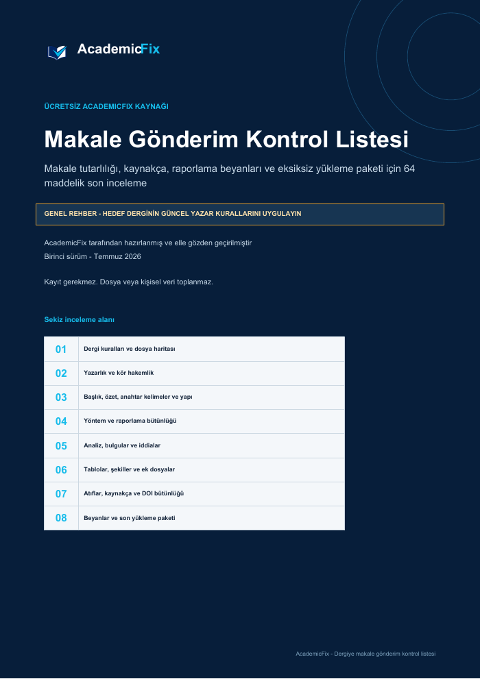 AcademicFix makale gönderim kontrol listesinin kapağı